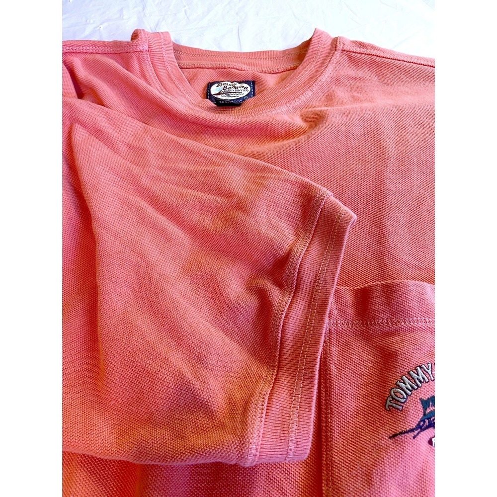 Tommy Bahama Relax Mens Coral Orange Pigment Dyed Marlin Pocket T-Shirt S